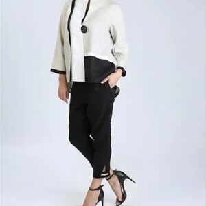 Colorblock Black & White Jacket and Matching Linen Pants by IC by Connie K